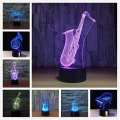 3D LED Saxophone Night Light with Custom Logo
