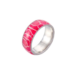 Unisex Glow Stainless Steel Ring with Irregular Zebra Pattern