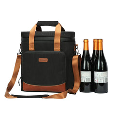 Vintage Leather Wine Cooling Picnic Cooler Bag
