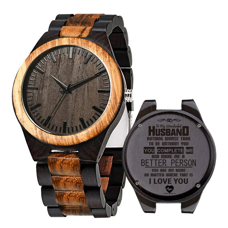 Custom Wooden Watch with Engraved Design