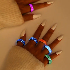 Unisex Glow Stainless Steel Ring with Irregular Zebra Pattern
