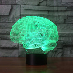 3D LED Colorful Remote Control Brain Lamp