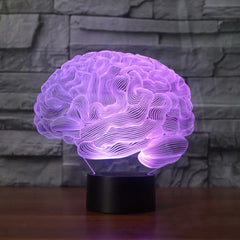 3D LED Colorful Remote Control Brain Lamp