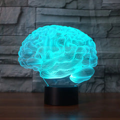 3D LED Colorful Remote Control Brain Lamp