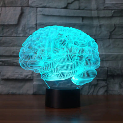 3D LED Colorful Remote Control Brain Lamp