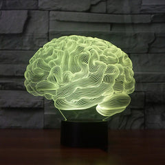 3D LED Colorful Remote Control Brain Lamp
